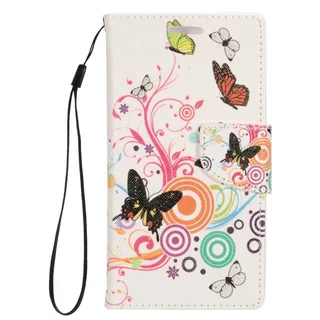 Insten Pink/ White Butterfly Leather Case Cover Lanyard with Stand/ Wallet Flap Pouch/ Photo Display For LG G Stylo/ G Vista 2