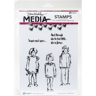 Dina Wakley Media Cling Stamps 6X9-Scribbly Girlies