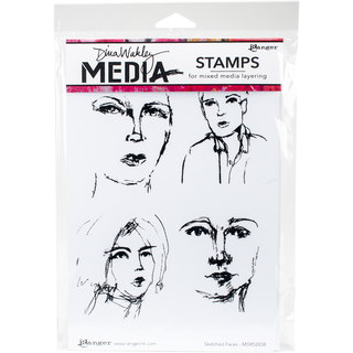 Dina Wakley Media Cling Stamps 6X9-Sketched Faces