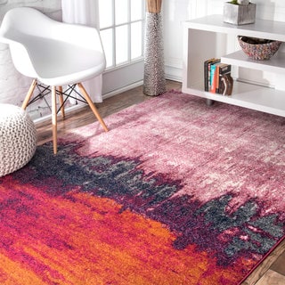 nuLOOM Contemporary Abstract Pink Rug (5' x 7'5)