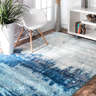 nuLOOM Contemporary Abstract Blue Rug (5' x 7'5)