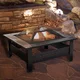 Pure Garden 32 inch Square Tile Fire Pit with Cover - Bronze Finish - Thumbnail 0