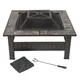 Pure Garden 32 inch Square Tile Fire Pit with Cover - Bronze Finish - Thumbnail 5