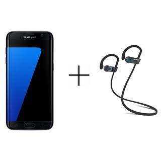 Samsung Galaxy S7 Edge Unlocked GSM Smartphone, Black + SHARKK Flex 2o Wireless Bluetooth WaterProof Headphones (Value Bundle)