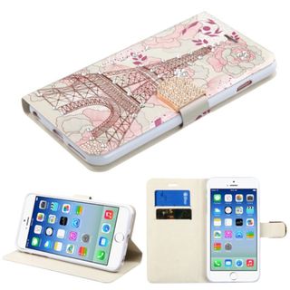 Insten Pink/ White Eiffel Tower Leather Case Cover with Stand/ Wallet Flap Pouch/ Diamond For Apple iPhone 6/ 6s