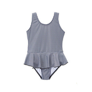 Dippin' Daisy's Girls' Black Nylon, Spandex Gingham One-piece Swimdress