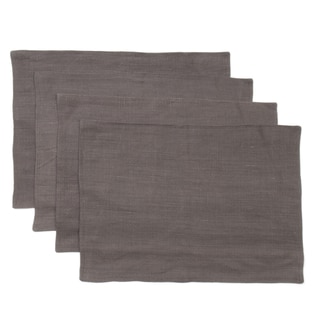 Cottage Home Liam Charcoal Blue Linen Placemats (Pack of 4)