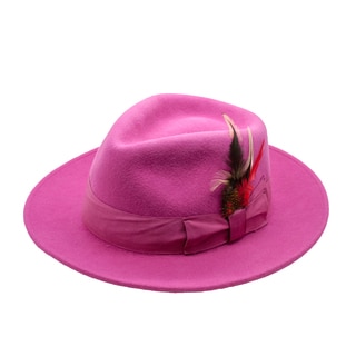 Ferrecci Men's Fuchsia Wool Fully Lined Fedora Hat
