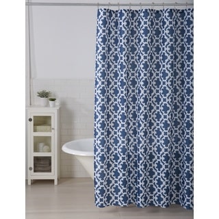 Leila Collection Printed Shower Curtain with Roller Hooks