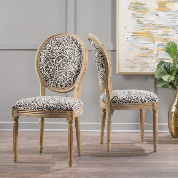 Phinnaeus Patterned Fabric Dining Chair (Set of 2) by Christopher Knight Home. Opens flyout.