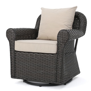 Amaya Outdoor Wicker Swivel Rocking Chair with Cushion by Christopher Knight Home