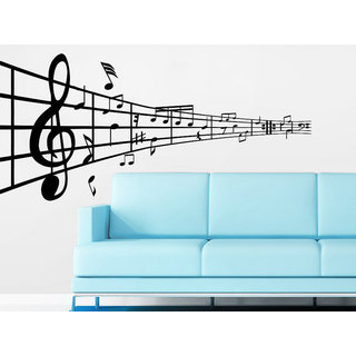 Music Note Treble Clef Floral Patterns Musical Notes Waves Music Recording Studio Sticker Decal size 33x52 Color Black