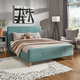 Bettina Queen Size Button Tufted Linen Fabric Headboard Bed with Footboard by MID-CENTURY LIVING