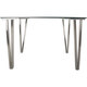42-inch Brushed Stainless Steel Hairpin Legs Tempered Glass Square Dining Table - Thumbnail 2