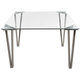 42-inch Brushed Stainless Steel Hairpin Legs Tempered Glass Square Dining Table - Thumbnail 1