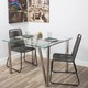 42-inch Brushed Stainless Steel Hairpin Legs Tempered Glass Square Dining Table - Thumbnail 0