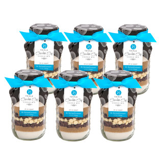 Sisters' Gourmet Layered Triple Chocolate Chip Cookie Baking Mix Jar (Set of 6)