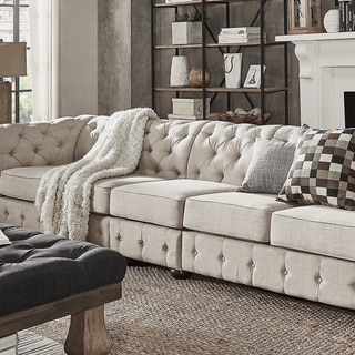 Knightsbridge Beige Linen Oversize Extra Long Modular Sectional Sofa Extension by SIGNAL HILLS