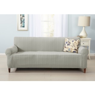 Darla Collection Platinum Strapless Cable Knit Form Fit Sofa Slipcover