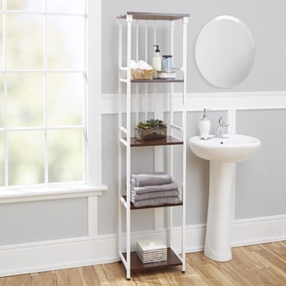 Mixed Material Bathroom Collection 5-Tier Linen Shelf