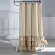 Veratex Grand Luxe Vintage Beige Linen Ruffle Shower Curtain - Thumbnail 0