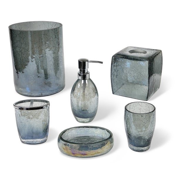 Veratex Cracked Blue Glass Bathroom Accessories Collection