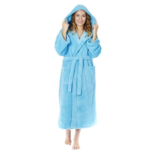 Women's Hooded Fleece Bathrobe Turkish Soft Plush Robe