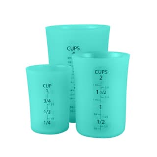 Flirty Kitchens Teal Silicone Flexible Liquid Measuring Cups (Pack of 3)