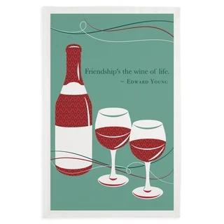 Friendship Wine Printed Dishtowel Set of 3