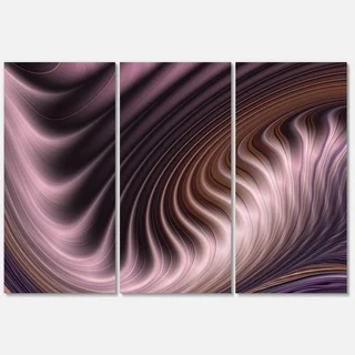 Designart 'Purple Waves Fractal Wall Art' Abstract Glossy Metal Wall Art Print