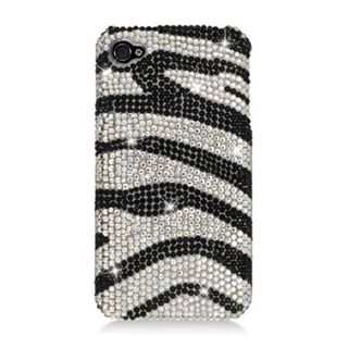 Insten Black/ Silver Zebra Full CS Diamond Protector Case Cover for Apple iPhone 4/ 4s