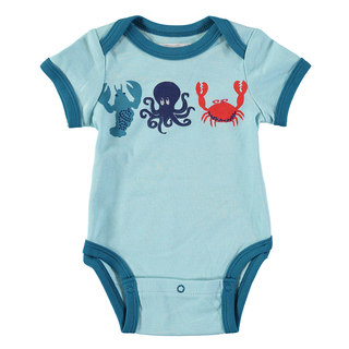 Rockin' Baby Sea Creatures Blue Cotton Applique Bodysuit