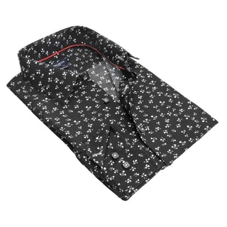 Rosso Milano Men's Black Floral Print Small Dress Shirt
