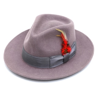 Ferrecci Men's Purple Wool Felt Lined Fedora Hat