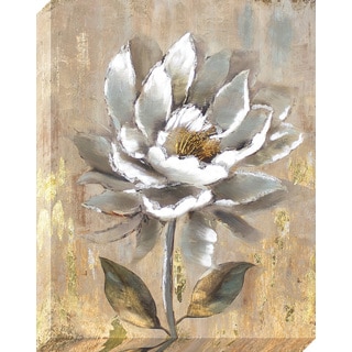 Aged White Flower Oil Painted Canvas Wall Art