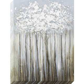 Decor Therapy Silver Foliage Metallic Oil-painted Canvas Wall Art