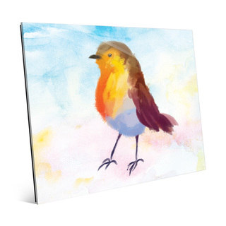 'Citrine Chested Robin' Wall Art Print on Glass