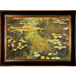 Claude Monet 'Water Lilies' Hand Painted Framed Oil Reproduction on Canvas
