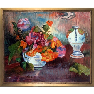 Paul Gauguin 'The Vase of Nasturtiums, 1886' Hand Painted Framed Oil Reproduction on Canvas