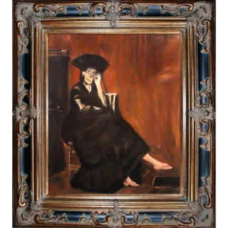 Edouard Manet 'Berthe Morisot with a Fan' Hand Painted Framed Oil Reproduction on Canvas