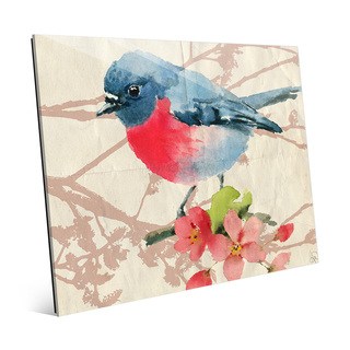 'Pink Robin Pink Flowers' Acrylic Wall Art Print