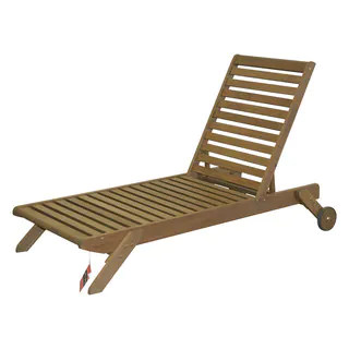 Timbo Mestra Hardwood Outdoor Patio Chaise Lounge in Brown.