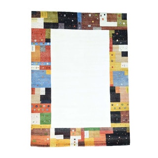 100 Percent Wool Hand-Knotted Folk Art Gabbeh Oriental Rug (9'8x13'5)