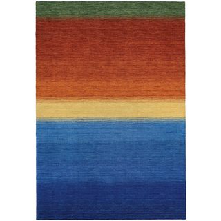 Couristan Oasis Ocean Sunset Blue/Orange Virgin Wool Area Rug (2' x 4')
