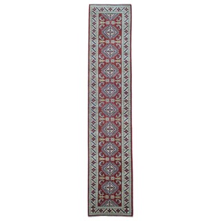 FineRugCollection Hand Knotted Pakistan Kazak Red Wool Oriental Rug (2'7 x 12'7)