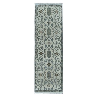 FineRugCollection Hand Knotted Oushak Beige Wool Oriental Rug (2'6 x 9'7)