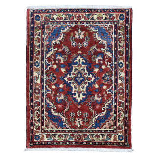 Fine Rug Collection Hand-knotted Semi-antique Persian Hamadan Red Wool Oriental Rug (2'2 x 3')