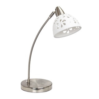 Brushed Nickel Desk Lamp with White Porcelain Flower Shade