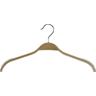 Durable Natural Finish Wooden Clothes Hangers with Soft Non-slip Strips