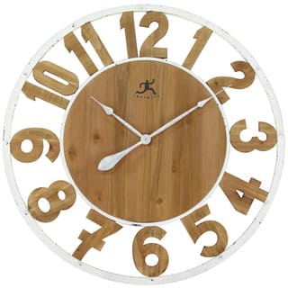 Infinity Instruments Natural Wood on White 31.5-inch Round Wall Clock